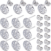 80Pcs 201 Stainless Steel Textured Flat Round Stud Earring Findings STAS-SC0008-50-1
