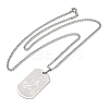 201 Stainless Steel Curb Chain Rectangle with Dragon Pendant Necklaces for Women LS-NJEW-M008-03P-2