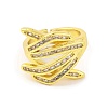 Hug Hand Brass Micro Pave Cubic Zirconia Adjustable Rings for Women RJEW-U003-25A-G-2