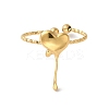 Ion Plating(IP) 304 Stainless Steel Heart Open Cuff Rings for Women RJEW-H136-03G-2