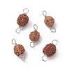 Round Natural Wood Connector Charms PALLOY-JF01994-02-4