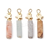 Natural Crazy Lace Agate/Map Stone/Flower Amazonite/Wood Lace Stone Rectangle Pendants PALLOY-JF02971-1