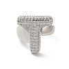 Letter Brass Micro Pave Clear Cubic Zirconia Open Cuff Ring for Women RJEW-N046-03T-P-2