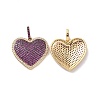 Heart Brass Micro Pave Cubic Zirconia Pendants KK-G435-04G-04-1