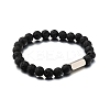 Natural Lava Rock Round Beaded Stretch Bracelet PW-WG80752-04-1