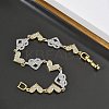 Heart Micro Pave Clear Cubic Zirconia Link Chain Bracelets for Women BJEW-C156-08A-GP-3