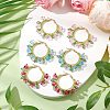 Glass Flower Hoop Earrings EJEW-TA00589-2