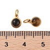 Ion Plating(IP) Natural Tiger Eye Half Round Charms with Jump Ring STAS-A097-05G-05-3