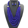 Bohemian Alloy & Resin & Glass Seed Beaded Multilayer Necklaces & Dangle Earrings FS-WG32A45-08-1