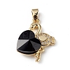 Real 18K Gold Plated Rack Plating Brass Micro Pave Clear Cubic Zirconia Pendants KK-C015-33G-04-1