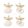 4Pcs Natural Clam Shell & Glass Angel Pendants PALLOY-MZ00717-01-S-1