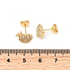 Heart Brass Micro Pave Clear Cubic Zirconia Stud Earrings EJEW-A135-11G-5