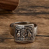 Rectangle with Bird & Flower Pattern Alloy Finger Rings FS-WGF2270-05-3