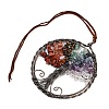 Brass & Chakra Natural Gemstone Chips Pendant Decorations HJEW-Z007-05R-07-3