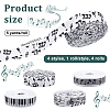4 Rolls 4 Styles Polyester Musical Note & Piano Keys Printed Ribbon Sets OCOR-PH0004-65-2