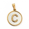 PVD Vacuum Plating 304 Stainless Steel with White Shell Pendants STAS-G268-01C-G-2