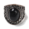 Natural Gemstone Oval Adjustable Rings RJEW-K271-06R-4