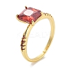 Rectangle Rack Plating Brass Micro Pave Cubic Zirconia Solitaire Ring RJEW-Z059-10G-02-1