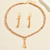 Vintage Brass Round Beaded Tassel Necklace & Earrings for Women KV0699-3