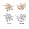 4 Pairs 2 Style Brass Micro Pave Clear Cubic Zirconia Stud Earring Findings KK-ZZ0001-07-2