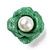 Flower Glitter Imitation Leather with Plastic Pearl Brooch Pin LS-JEWB-K013-02P-02-1