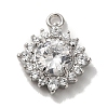 Brass Micro Pave Clear Cubic Zirconia Pendants KK-S391-01P-1