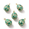 Rack Plating Brass Micro Pave Cubic Zirconia Enamel Pendants X-KK-M230-11G-1