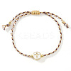Handmade Flat Round with Cross Brass Resin Beaded Adjustable Bracelets RY0918-6-1