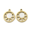 304 Stainless Steel Pave Shell Flat Round with Sun Charms STAS-P356-44G-1