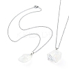 Natural Quartz Nugget Pendant Necklace with 304 Stainless Steel Chains NJEW-JN04385-01-5