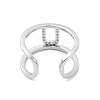Clear Cubic Zirconia Initial Letter Open Cuff Ring RJEW-A012-01P-U-3