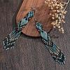 Bohemian Handmade Glass Seed Beads Rhombus Long Tassel Dangle Earrings AP6965-5