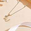 1pc Brass Chain & 304 Stainless Steel Letter Pendant Necklaces NJEW-LP0001-40W-G-3