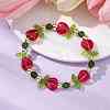 Heart Flower Dyed Natural TaiWan Jade & Acrylic Stretch Bracelet BJEW-JB09908-01-3
