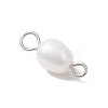 Natural Cultured Freshwater Pearl Rice Connector Charms PALLOY-JF04186-01-4