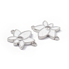 Rack Plating Brass Pave Clear Cubic Zirconia Connector Charms KK-B065-26P-03-3