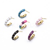 Enamel C-shape Stud Earrings EJEW-N052-05-2