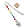 7 Chakra Gemstone Bead & Natural Green Aventurine Glass Heart Wishing Bottle Pendant Bookmarks AJEW-JK00313-06-3