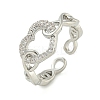 Heart Brass Micro Pave Clear Cubic Zirconia Hollow Open Cuff Rings for Women RJEW-M016-04P-2