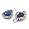Dyed Natural Lapis Lazuli & Rhinestone Pendants G-K338-31P-08-2