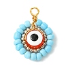 12 Pcs Resin Glass Seed Beaded Pendants PALLOY-MZ00301-2