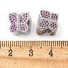 Butterfly Brass Micro Pave Cubic Zirconia European Beads KK-C086-16P-01-3