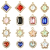 24Pcs 6 Styles Alloy Glass Pendants FIND-FS0003-20-1