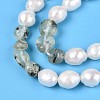Natural Prehnite Nuggets & Natural Cultured Freshwater Pearl Beads Strands PEAR-N023-01A-10-4