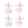 4Pcs Natural Clam Shell & Glass Angel Pendants PALLOY-MZ00718-01-S-1