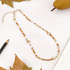 1Pc Round Glass Seed Bead & Alloy Starfish Beaded Necklaces for Women NJEW-LP0007-35-3