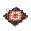 Handmade Glass Seed Beaded  Window Lattice Pattern Shape Pendants PALLOY-MZ00929-01-3