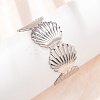 Ocean 304 Stainless Steel Shell Shape Open Cuff Bangles for Women AJEW-P127-28P-3