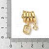 Brass Pave Pink and Clear Cubic Zirconia Rectangle Pendants KK-I371-19G-3