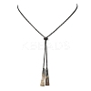 Natural Black Lip Shell Trapezoid Pendant 304 Stainless Steel Curb Chain Lariat Necklaces NJEW-JN05911-2